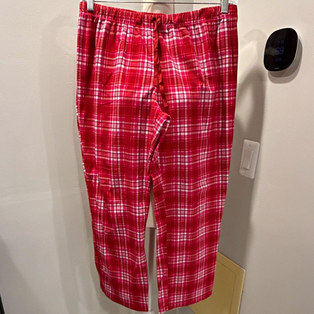 Nautica Red/White Plaid Pajama Pants Size L Drawstring Polyester